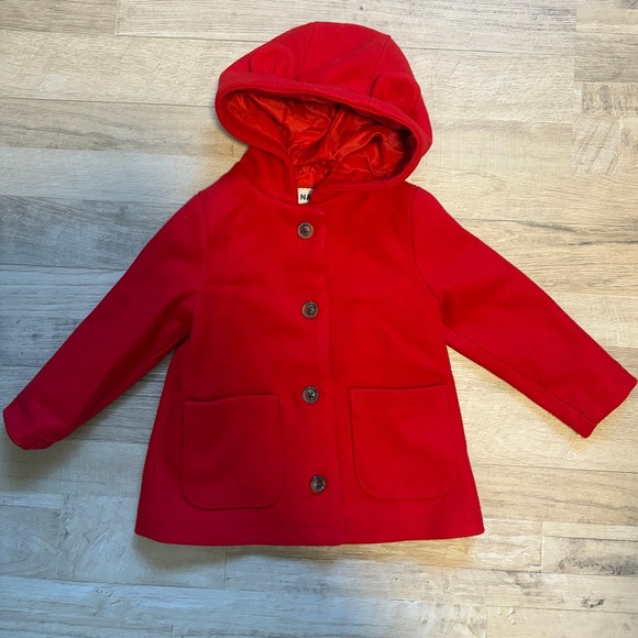 Soft-Brushed Hooded Button-Front Coat - Robbie Red - 2T - Picture 3 of 4